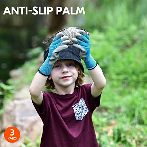 Vgo... 3-Pairs Age 3-5 Kids Gardening Gloves, Children Yard Work Gloves, Soft Safety Rubber Gloves (XXXS, KID-RB6013)