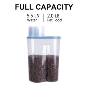 GreenJoy 2 Pack 2lb/2.5L Pet Food Storage Container with Measuring Cup, Can Covers and Bowl for Small Dog, Cat, Waterproof-BPA Free