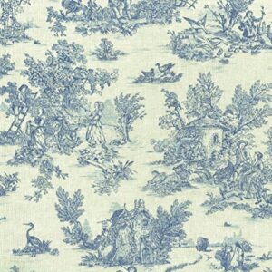 mini toile de jouy fabric (la vie rustique) - oxford blue on a soft, linen-look base cloth | 100% cotton designer print | 61 inches wide | per yard length increment*