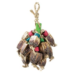 planet pleasures crunchy munchy bird toy for medium to large birds, all-natural earth-friendly materials