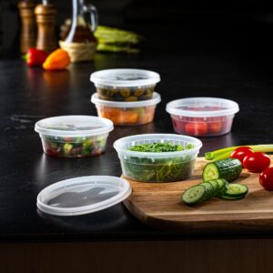 Pantry Value 8 oz. Plastic Deli Food Storage Containers with Airtight Lids [48 Sets]