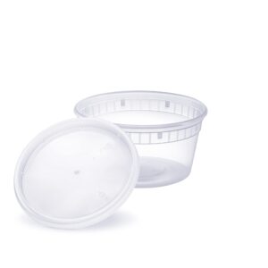 Pantry Value 8 oz. Plastic Deli Food Storage Containers with Airtight Lids [48 Sets]