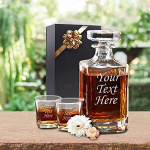 Personalized Glass Whiskey Decanter - Engraved With Your Custom Text