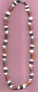 18" clam shell and coconut tube necklace- for teen ages color white and brown
