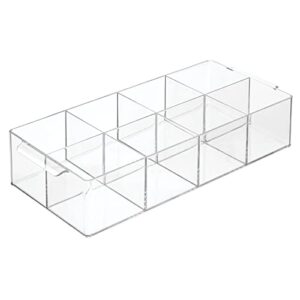 mDesign Plastic Condiment Organizer and Tea Bag Holder - 8-Compartment Kitchen Pantry/Countertop Storage Caddy - Divided Chip, Snack, Oatmeal Packet Holder - Lumiere Collection - Clear