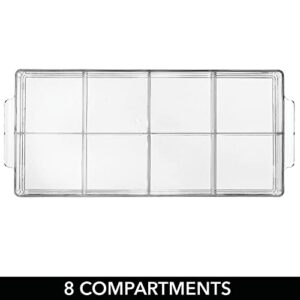 mDesign Plastic Condiment Organizer and Tea Bag Holder - 8-Compartment Kitchen Pantry/Countertop Storage Caddy - Divided Chip, Snack, Oatmeal Packet Holder - Lumiere Collection - Clear