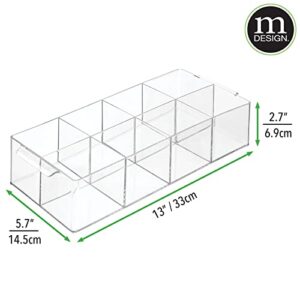 mDesign Plastic Condiment Organizer and Tea Bag Holder - 8-Compartment Kitchen Pantry/Countertop Storage Caddy - Divided Chip, Snack, Oatmeal Packet Holder - Lumiere Collection - Clear