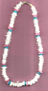 18" rose clam shell necklace- for teen ages color white, pink and turquoise