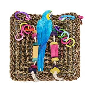 keersi straw braid rope climbing net hammock ladder bird chew toy for parrot budgie parakeet cockatiel conure lovebird finch canary cockatoo african grey macaw eclectus amazon cage perch stand
