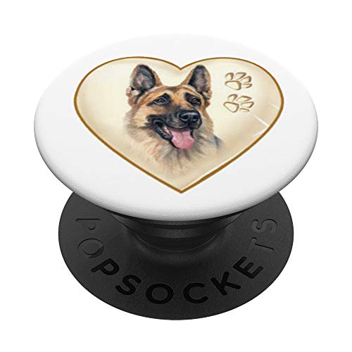 Dog, Pet, German Shepherd, Puppy, Heart, Paws, Pop-Socket PopSockets PopGrip: Swappable Grip for Phones & Tablets