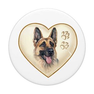 Dog, Pet, German Shepherd, Puppy, Heart, Paws, Pop-Socket PopSockets PopGrip: Swappable Grip for Phones & Tablets