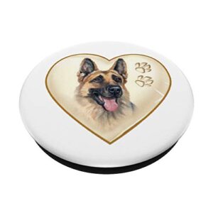 Dog, Pet, German Shepherd, Puppy, Heart, Paws, Pop-Socket PopSockets PopGrip: Swappable Grip for Phones & Tablets