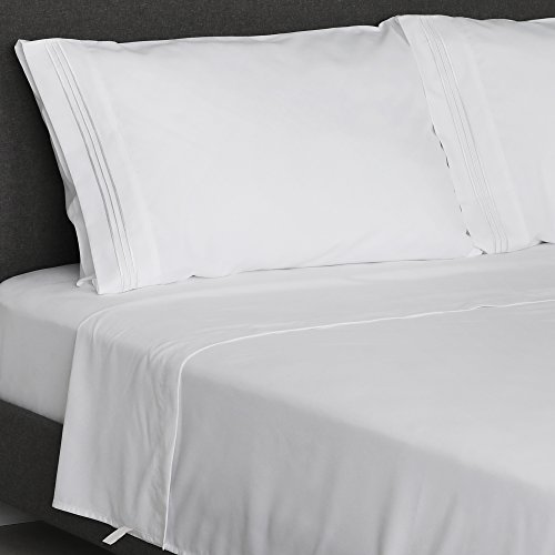 Furinno Angeland Vienne Sheet and Pillowcase Set, Full, White