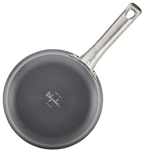 Ayesha Curry Home Collection Hard Anodized Nonstick Sauce Pan/Saucepan with Lid, 2 Quart, Gray