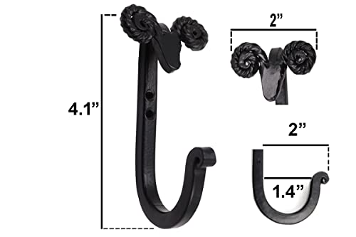 The Metal Magician Sheep Headed Iron Hooks Wall Mount Black Hanger Set of 3 Heavy Duty Towel Holder for Hanging Hats, Coat, Keys, Clothes, Bags Closet Hooks for Bathroom, Kitchen, Entryway