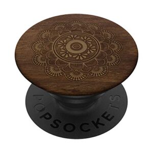 buddhist lotus flower wood carving popsockets popgrip: swappable grip for phones & tablets