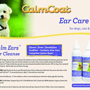 Calm Coat Ear Cleanse for Horses Dogs & Cats - Veterinarian Formulated Drops with Aloe Vera - Help Itchy Dirty Ears - 8 oz