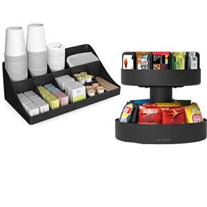 mind reader snacomorg-blk coffee condiment and snack organizer, home, office, breakroom, 2 pack, black