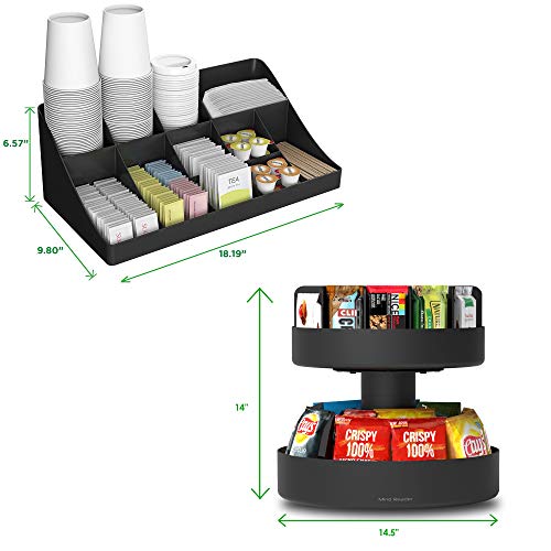 Mind Reader SNACOMORG-BLK Coffee Condiment and Snack Organizer, Home, Office, Breakroom, 2 Pack, Black