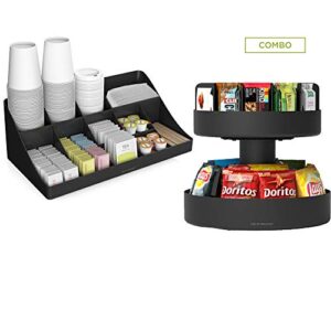 Mind Reader SNACOMORG-BLK Coffee Condiment and Snack Organizer, Home, Office, Breakroom, 2 Pack, Black