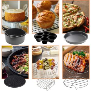 CAXXA 15 PCS 8 Inch XL Air Fryer Accessories, Deep Fryer Accessories with Recipe Cookbook Compatible with Growise Phillips Cozyna Fits All 4.2QT - 5.8QT Air Fryer