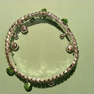 2 Silver plated clear, sapphire & clear,green stones dangling bracelet each $12