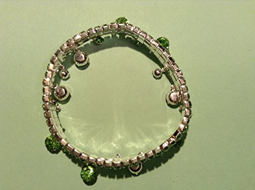 2 Silver plated clear, sapphire & clear,green stones dangling bracelet each $12