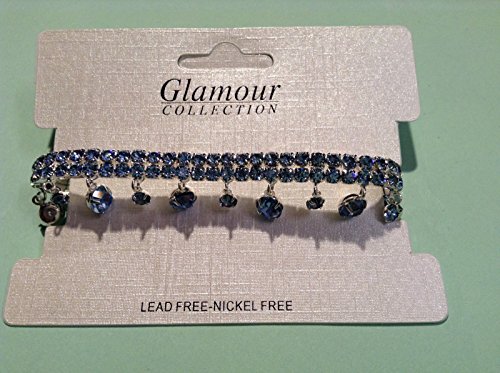 2 Silver plated clear, sapphire & clear,green stones dangling bracelet each $12