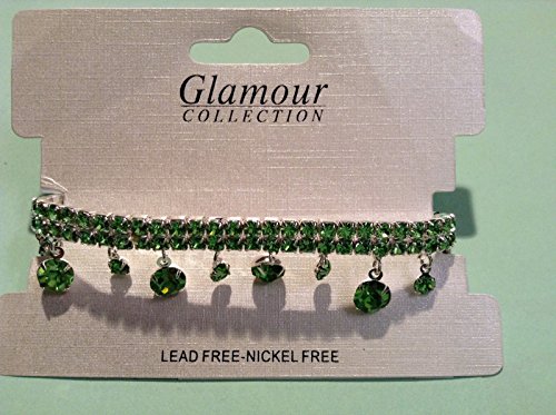 2 Silver plated clear, sapphire & clear,green stones dangling bracelet each $12