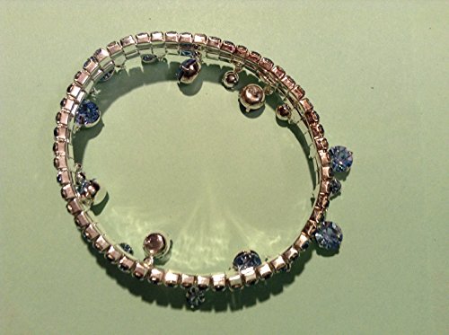 2 Silver plated clear, sapphire & clear,green stones dangling bracelet each $12