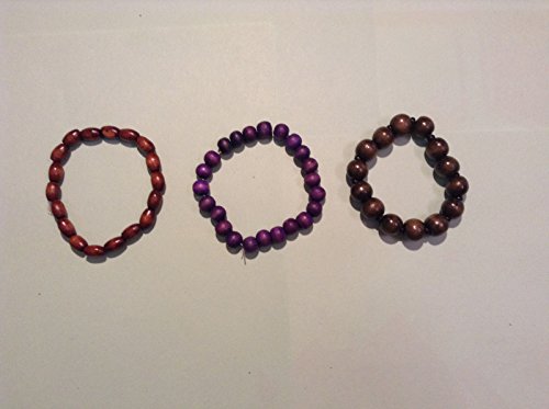 7" Wood Bead Adjustable Bracelets,in 3 different color brown purple light green