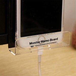 MINSA Fashion Multifunction Utility Acrylic Transparent Computer Monitors Side Panel/Memo Pads/Message Boards/Sticky Boards for Computer Screen, 1 Set (Left & Right) (Phone Holder)