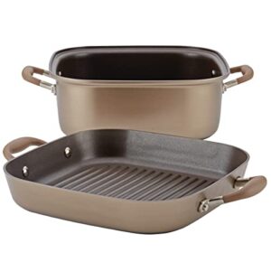 Anolon Advanced Hard Anodized Nonstick Grill Pan / Griddle and Roaster - 11 Inch, Brown