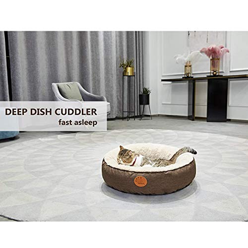 HACHIKITTY Washable Donut Cat Bed Round, Cat Beds Indoor Cats Medium, Small Cat Bed Machine Washable