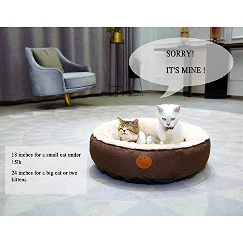 HACHIKITTY Washable Donut Cat Bed Round, Cat Beds Indoor Cats Medium, Small Cat Bed Machine Washable