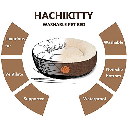HACHIKITTY Washable Donut Cat Bed Round, Cat Beds Indoor Cats Medium, Small Cat Bed Machine Washable