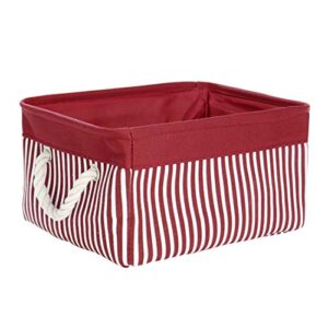 uxcell storage basket bin with cotton handles,collapsible laundry basket for toy clothes storage,canvas fabric basket for closet,red (medium -15.7"x11.8"x8.3")