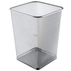 ybm home mesh wastebasket trash can for home and office workspace, metal office trash can square-shaped, 5 gallon