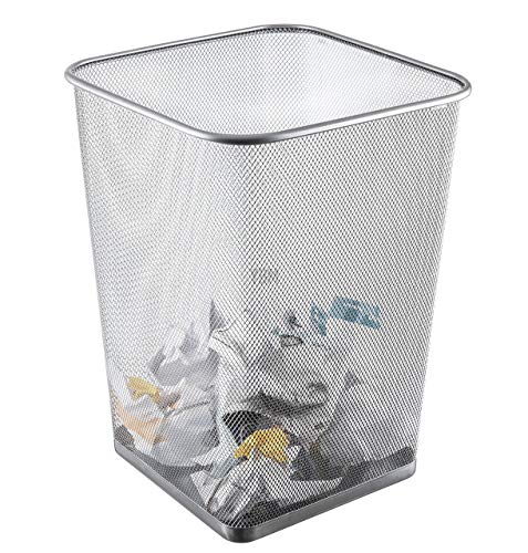 YBM HOME Mesh Wastebasket Trash Can for Home and Office Workspace, Metal Office Trash Can Square-Shaped, 5 Gallon