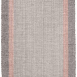 SAFAVIEH Montauk Collection Area Rug - 5' x 8', Terracotta & Grey, Handmade Flat Weave Boho Farmhouse Cotton Stripe Fringe, Ideal for High Traffic Areas in Living Room, Bedroom (MTK301P)