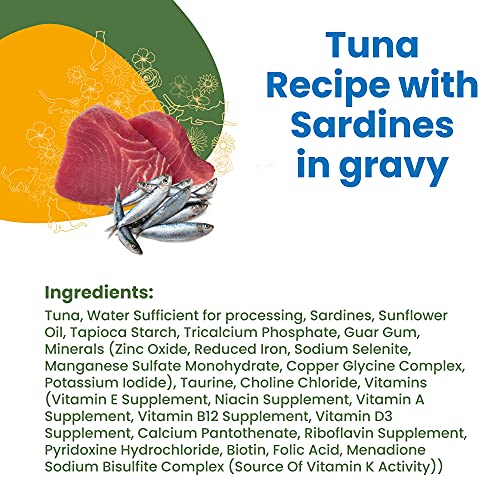 almo nature HQS Complete Tuna with Sardines in Gravy, Grain Free, Adult Cat Canned Wet Food, Flaked.