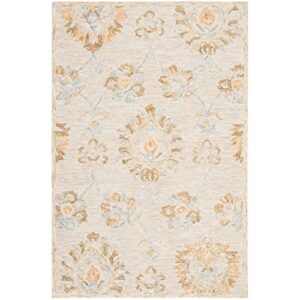 SAFAVIEH Blossom Collection 5' x 8' Beige / Sage BLM560B Handmade Premium Wool Area Rug