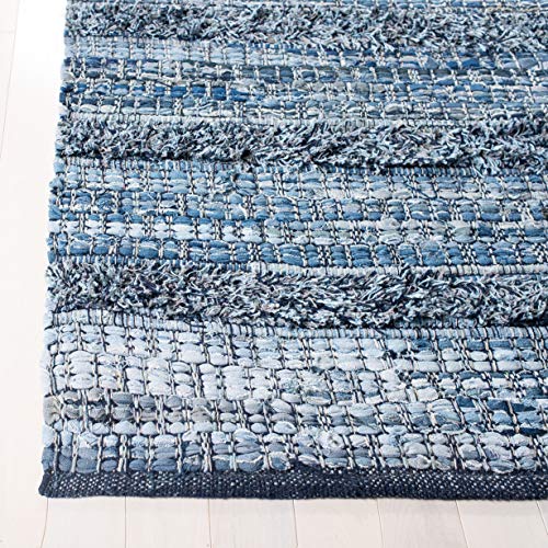 SAFAVIEH Montauk Collection Area Rug - 8' x 10', Blue, Handmade, Ideal for High Traffic Areas in Living Room, Bedroom (MTK417L)