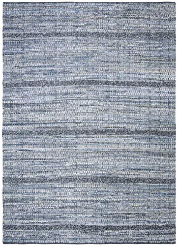 SAFAVIEH Montauk Collection Area Rug - 8' x 10', Blue, Handmade, Ideal for High Traffic Areas in Living Room, Bedroom (MTK417L)