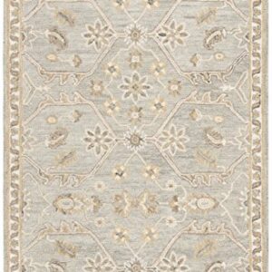 SAFAVIEH Blossom Collection 8' x 10' Slate / Beige BLM701M Handmade Premium Wool Area Rug