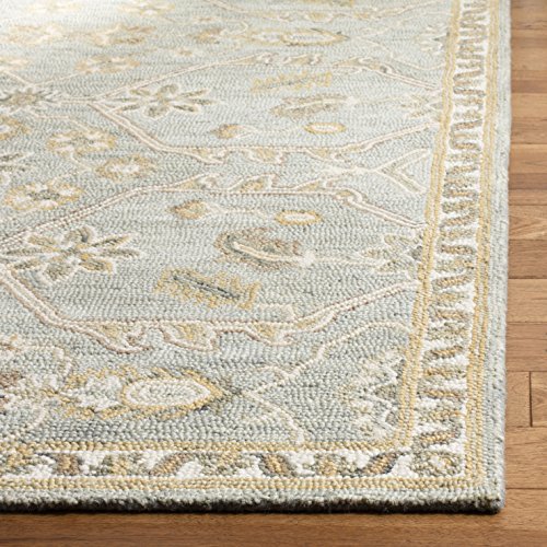 SAFAVIEH Blossom Collection 8' x 10' Slate / Beige BLM701M Handmade Premium Wool Area Rug