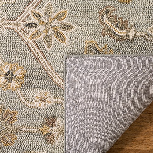 SAFAVIEH Blossom Collection 8' x 10' Slate / Beige BLM701M Handmade Premium Wool Area Rug