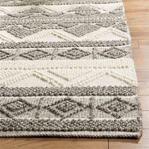 SAFAVIEH Natura Collection Accent Rug - 3' x 5', Ivory & Grey, Handmade Moroccan Boho Tribal Wool & Cotton, Ideal for High Traffic Areas in Entryway, Living Room, Bedroom (NAT104A)