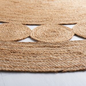 SAFAVIEH Natural Fiber Collection Area Rug - 8' Round, Natural, Handmade Boho Charm Farmhouse Jute, Ideal for High Traffic Areas in Living Room, Bedroom (NF364A)