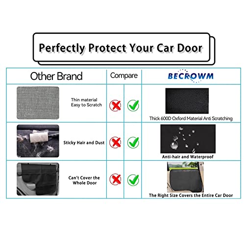 BECROWMUS 2 Packs Waterproof Pet Car Door Cover Anti Scratch Vehicle Door Protector, Guard for Car Doors Dogs Claws Travel Back Window Nails Scratching Covers -Two Steps to Install, Black